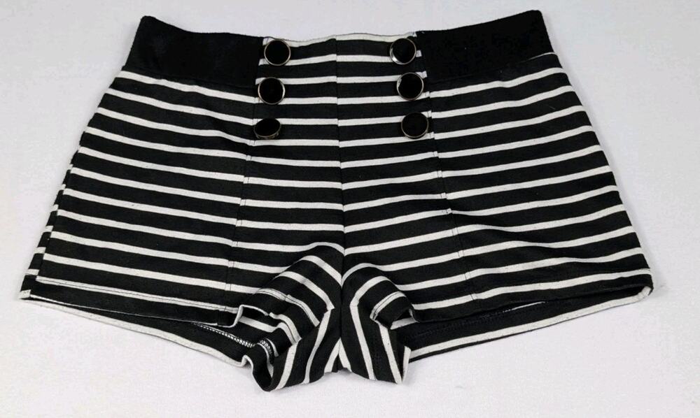 Monteau Los Angeles Fancy Fun Shorts Striped W/ Buttons Pull On Waist 26"